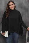 Mock Neck Raglan Sleeve Slit Sweater