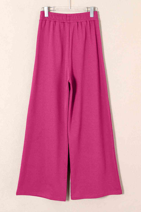 Lace-Up Wide Leg Pants with Pockets