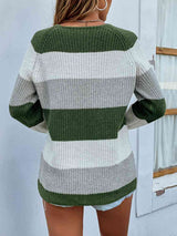 Color Block Rib-Knit Sweater