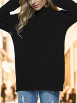 Turtleneck Drop Shoulder Long Sleeve Sweater