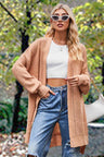 Openwork Long Sleeve Open Front Slit Cardigan