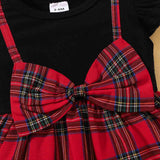 Plaid Bow Detail Round Neck Dress