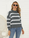 Striped Round Neck Long Sleeve Sweater