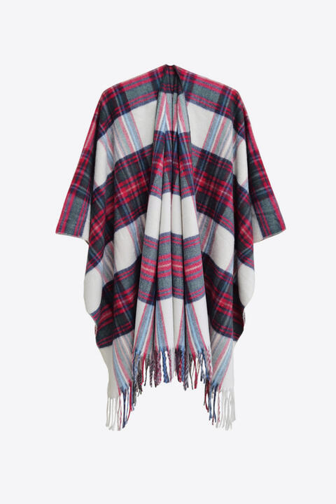 Plaid Fringe Detail Polyester Scarf