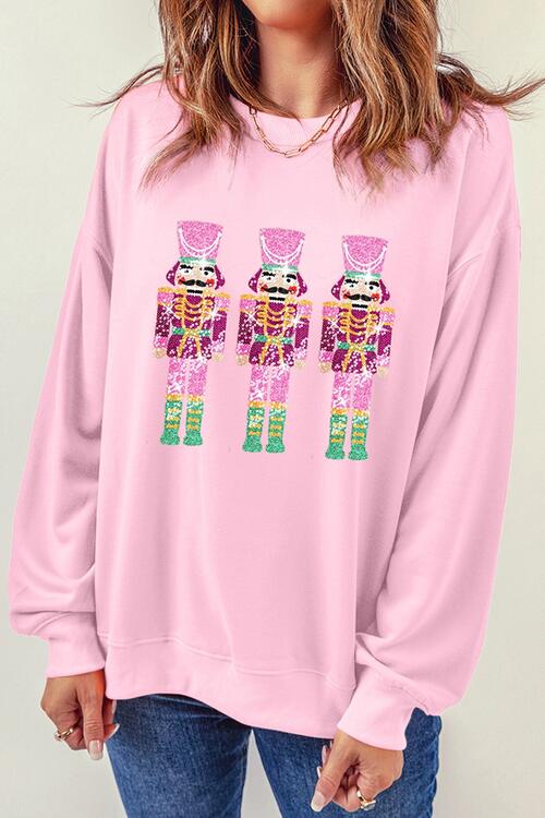 Sequin Nutcracker Long Sleeve Sweatshirt