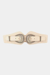 Shell Double Buckle Elastic Wide Belt