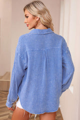 Mineral Wash Crinkle Textured Chest Pockets Shirt