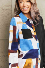 Contrast Printed Long Sleeve Collared Neck Shirt