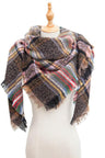 Plaid Raw Hem Polyester Scarf