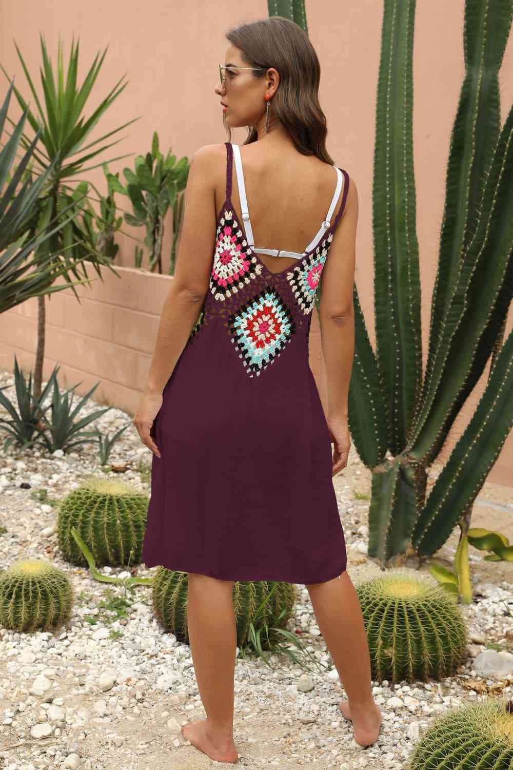 Openwork Sleeveless Embroidery Dress