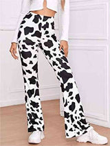 Cow Print High Waist Flare Pants