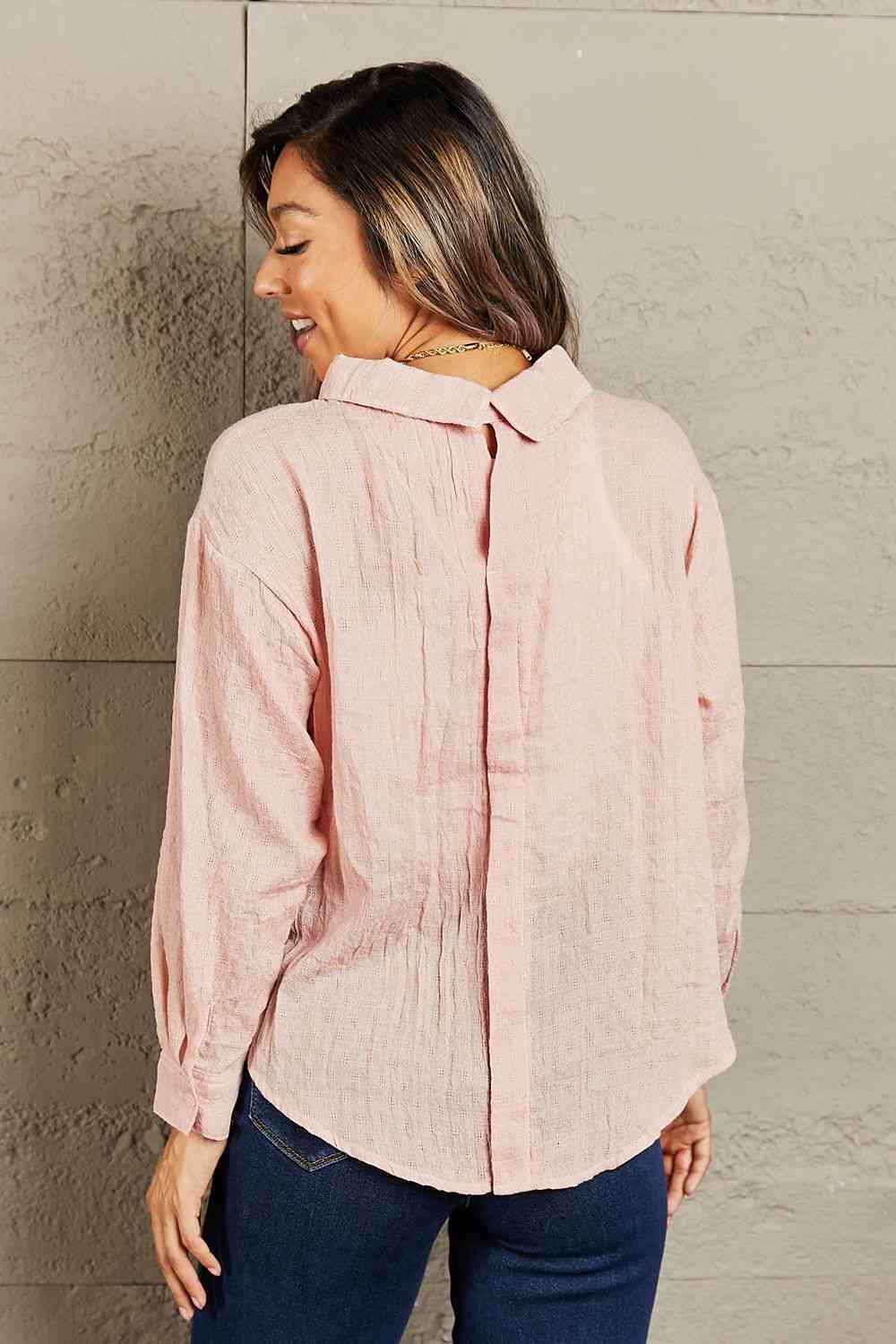 Petal Dew Take Me Out Lightweight Button Down Top