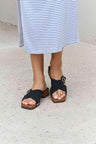 Forever Link Square Toe Cross Strap Buckle Clog Sandal in Black