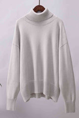 Turtle Neck Dropped Shoulder Sweater