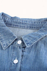 Pocketed Button Up Collared Neck Denim Top