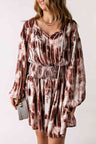 Tie-Dye Smocked Waist Balloon Sleeve Dress