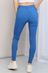 YMI Jeanswear Kate Hyper-Stretch Full Size Mid-Rise Skinny Jeans in Electric Blue