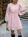 Ruffle Trim Balloon Sleeve Mini Dress