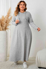 Plus Size Long Sleeve Hooded Maxi Dress
