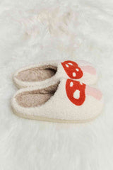 Melody Mushroom Print Plush Slide Slippers