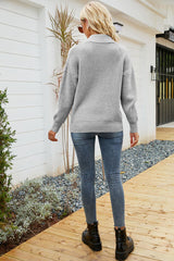 Quarter-Zip Collared Neck Sweater