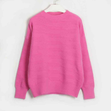 Round Neck Dropped Shoulder Sweater