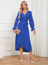 Surplice Tie Front Flounce Sleeve Dress