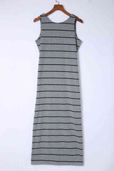 Striped Slit Sleeveless Maxi Dress