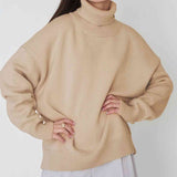 Turtle Neck Dropped Shoulder Sweater