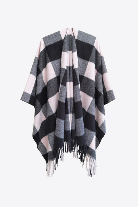 Plaid Fringe Detail Polyester Scarf